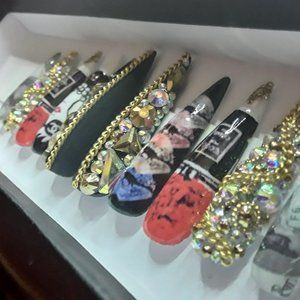 Handmade Hard Gel XXL Stiletto Press On Nails